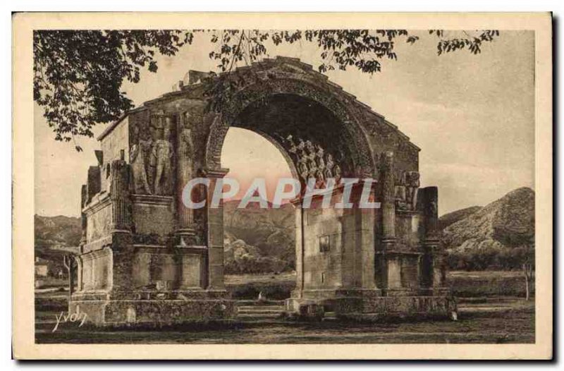 Old Postcard Landscapes and stones Provence Roman monument in Saint Remy de P...