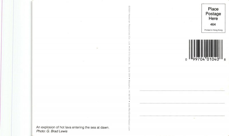 Hawaii: Hot lava meets sea at dawn.! postcard