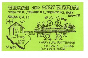 Termite and Lady Termite, Patterson, Bloomsburg, Texas, QSL Postcard