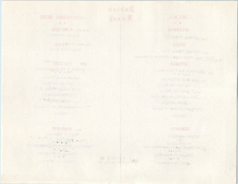 1961 New Delhi, India Oberoi Imperial Hotel Lunch Menu Folder Hunt Art Scene 3L