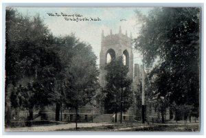 1913 ME Church Bicycle Dirt Road And Trees Bedford Indiana IN Antique Postcard 