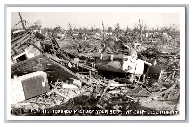 Vintage Postcard OK Tornado Damage Blackwell Oklahoma Total Destruction RPPC