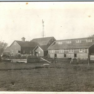 c1907-10 Unknown Barn Farm RPPC Chicken Coupe Real Photo PC Pasture Windmill A27