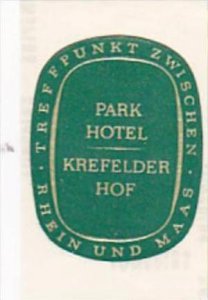 GERMANY KREFELD PARK HOTEL KREFELDER HOF VINTAGE LUGGAGE LABEL