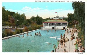 Chester WV-West Virginia, Crystal's Swimming Pool Rock Springs Park Old Postcard