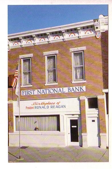 President Reagan Birthplace, Tampico, Illinios, First National Bank, 1981, Ph...