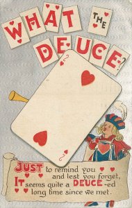 What The Deuce 2 Of Hearts Playing Card Postcard BB London E47