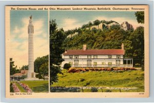 Chattanooga TN-Tennessee, Craven House,Ohio Monument Lookout Mtn, Linen Postcard