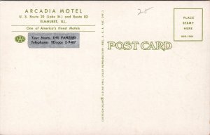 Arcadia Motel Elmhurst IL Postcard PC415