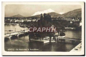 Postcard Old Geneva Rousseau Island Mont Blanc