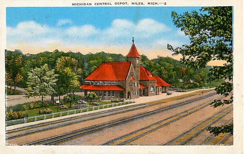 Michigan Central Railroad Depot Niles Michigan MI Linen