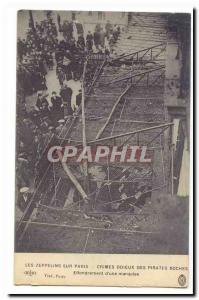 Zeppelins on Paris odious Crimes Old Postcard Pirates Boches collapse of & # ...