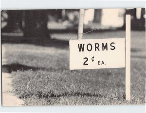 Postcard Worms 2 cents each Sign Post