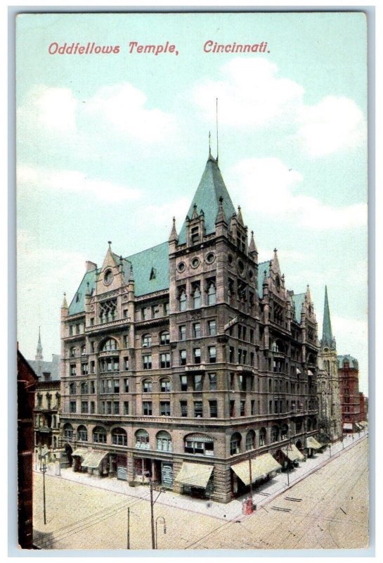 1908 Oddfellows Temple Building Stores Cincinnati Ohio OH Antique Postcard 