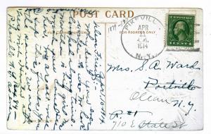 Pikeville to Portville, New York forwarded to Olean, 1914 Easter Postcard