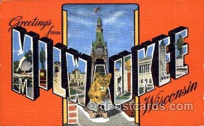 Greetings From Milwaukee, Wisconsin, USA Large Letter Town Unused light wear ...