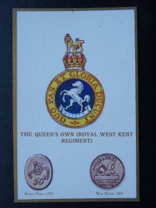 Regimental Badge Q.O. ROYAL WEST KENT REGIMENT c1915 Postcard Gale & Polden 1638