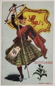 The Scotland Girl Glitter Decorated Postcard P28