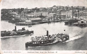 Auckland East, from the Harbor, New Zealand, Early Postcard, Unused