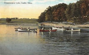 CADIZ, OH Ohio  CHAUTAUQUA LAKE  Row Boats~Canoes  HARRISON CO  1924 Postcard