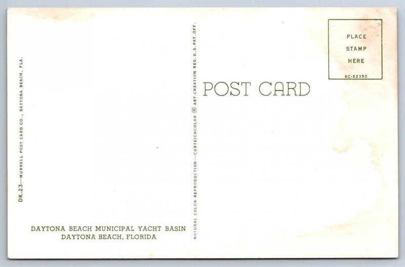 Municipal Yacht Basin, Daytona Beach, Florida FL, Vintage Chrome Postcard