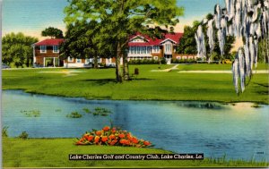 Linen Postcard Lake Charles Golf and Country Club in Lake Charles, Louisiana
