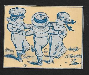 VICTORIAN TRADE CARDS (5) Stock Cards Blue Tinted Kids in Various Activities