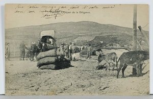 Africa Tunisia Tabarka 1908 Depart de la Dillgence Donkeys Wagons Postcard K18