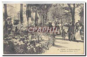 Tours Old Postcard Boulevard Beranger The flower market TOP