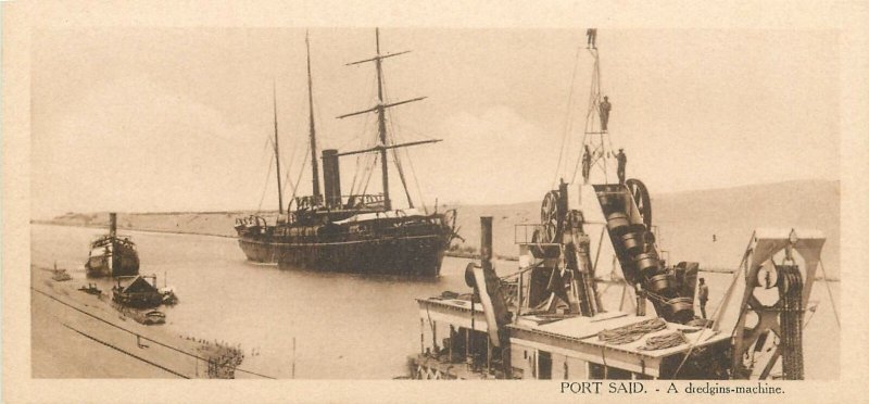 Postcard Egypt Port Said dredging-machine