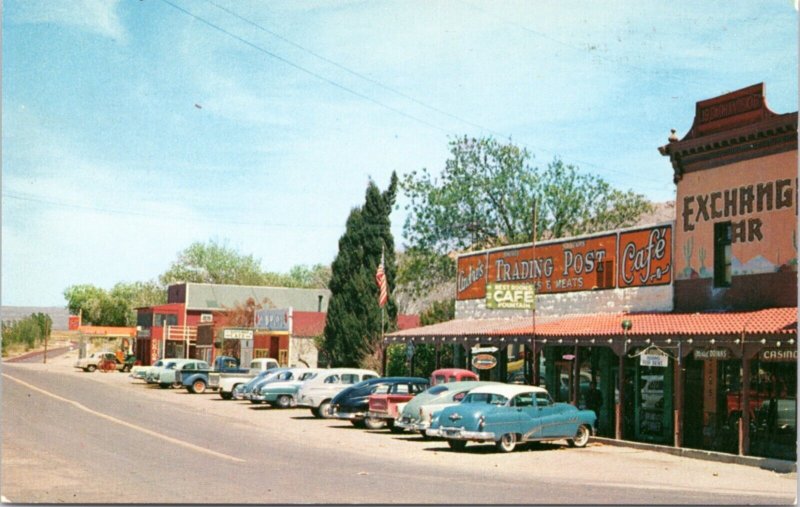 Postcard NV Beatty Main Street trading post café cars