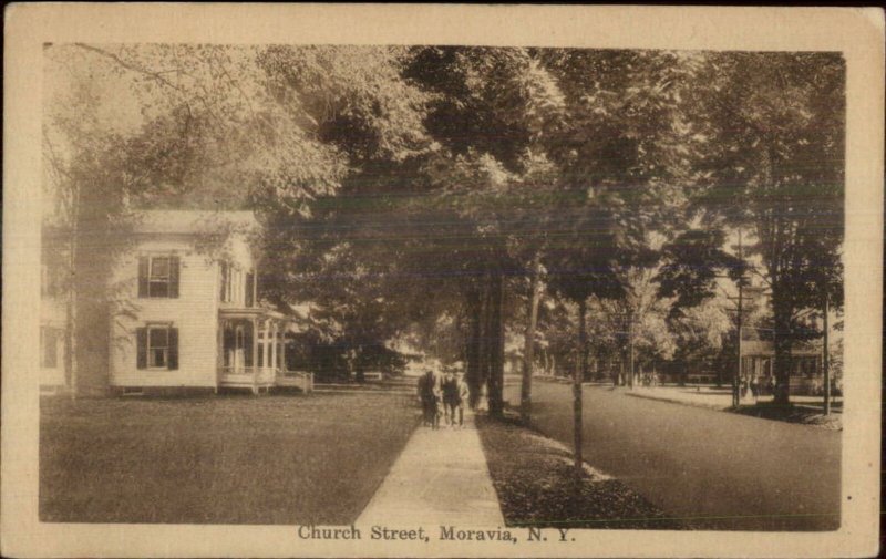 Moravia NY Church St. c1910 Postcard