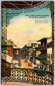 Vtg New Orleans Louisiana LA Royal Street View in French Quarter 1940s Postcard