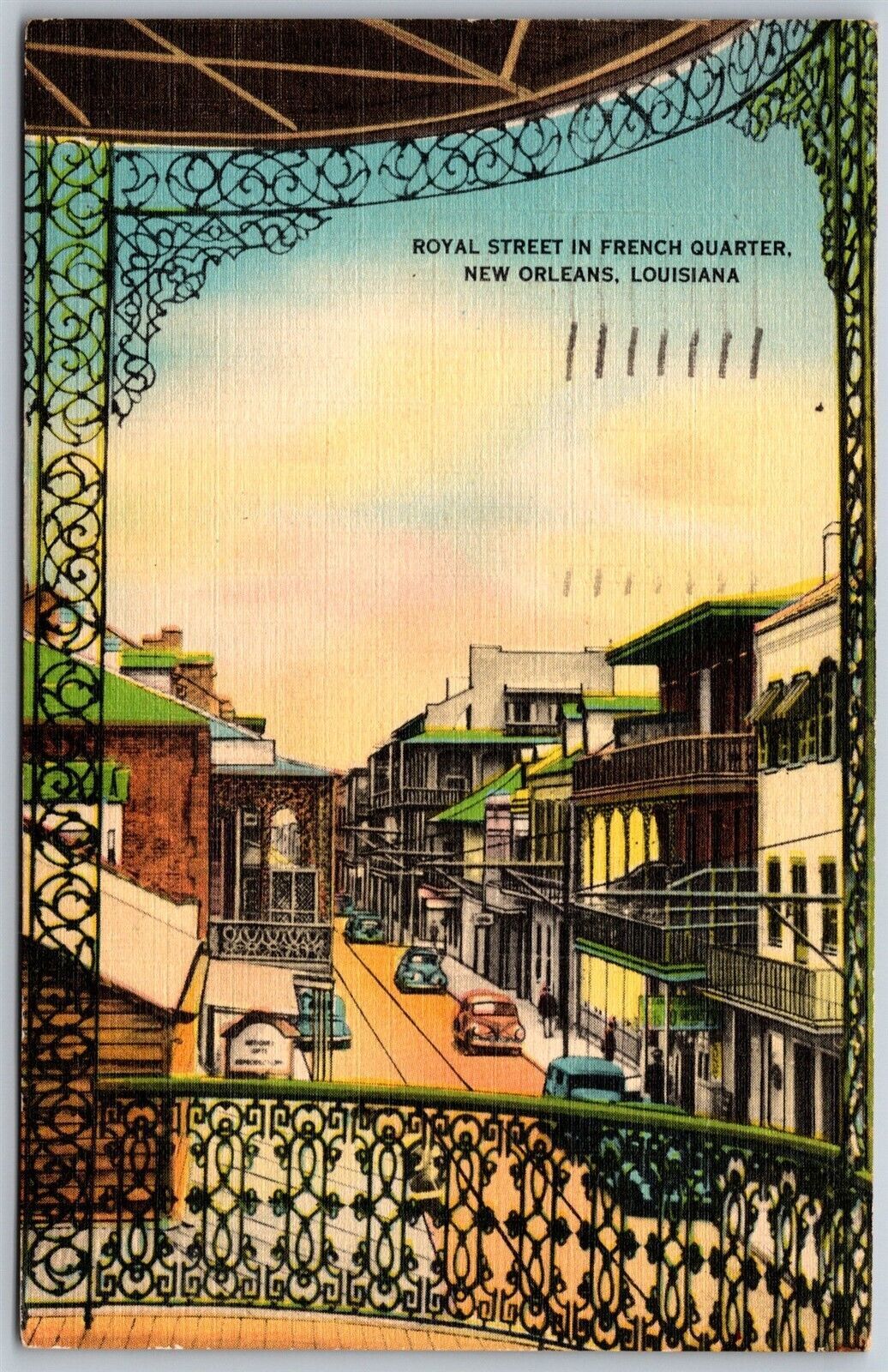 Vtg New Orleans Louisiana LA Royal Street View In French Quarter 1940s vtg-new-orleans-louisiana-la-royal-street-view-in-french-quarter-1940s