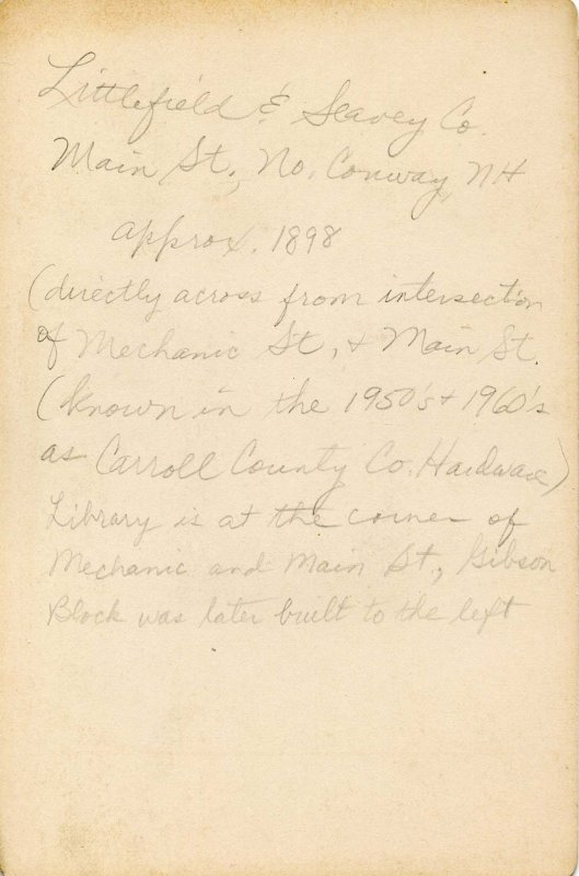 NH - North Conway, Circa 1898. Littlefield & Seavey Co., Main St (4.25 X 6.50)