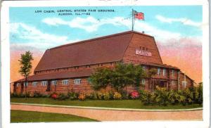 AURORA, IL Illinois   LOG CABIN Central States  FAIR GROUNDS  1936   Postcard