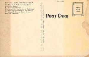 OAKLAND, CA Large Letter Greetings UC Berkeley Bay Bridge 1940s Vintage Postcard