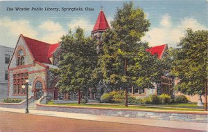 Springfield Ohio 1940s Postcard The Warder Public Library