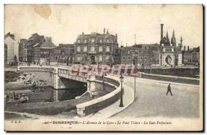 Old Postcard Dunkirk L & # 39Avenue the Station Bridge