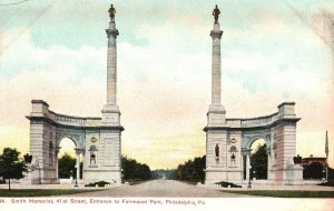 Vintage Postcard Smith Memorial Entrance Fairmont Park Philadelphia Pennsylvania