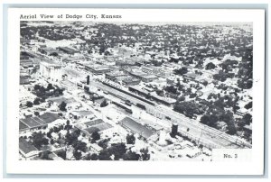 1940 Aerial View Dodge City Buildings Road Trees Kansas Antique Vintage Postcard