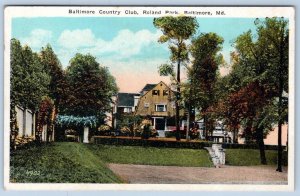 1925 BALTIMORE COUNTRY CLUB ROLAND PARK MARYLAND*MD*POSTCARD TO POCOMOKE CITY