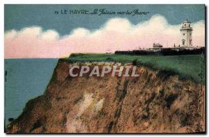 Old Postcard Lighthouse Le Havre The cliff to the headlights
