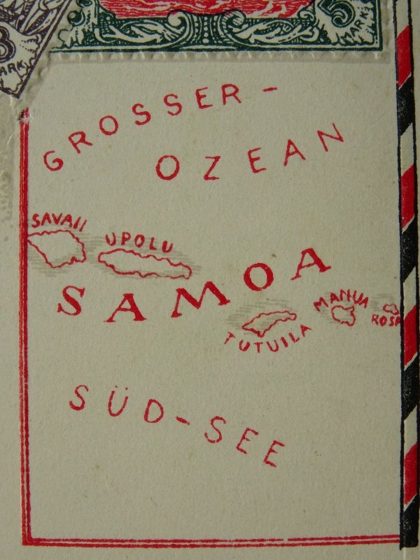 SAMOA Philately STAMPS, MAP & HERALDIC ARMS c1910 Embossed Postcard 