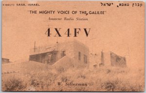 1957 QSL Radio Card Code 4X4FV Galilee Tel Aviv Amateur Station Postcard