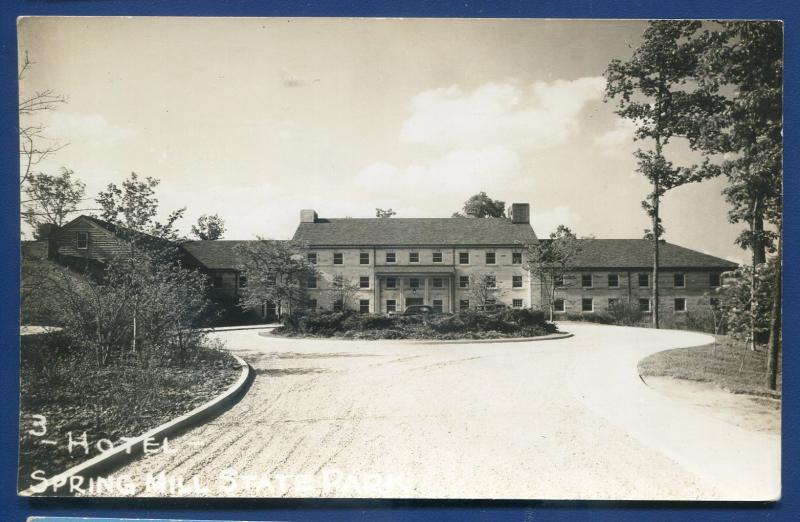 Mitchell Indiana in SPRING MILL STATE PARK hotel real photo postcard RPPC