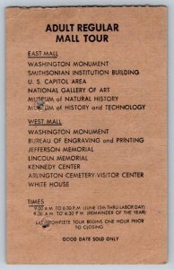VINTAGE WASHINGTON DC TOURMOBILE ADULT TICKET*GLOBE TICKET CO*MALL TOUR