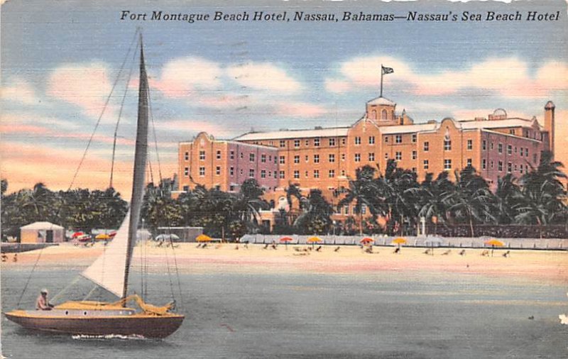 Fort Montague Beach Hotel Nassau, Bahamas Virgin Islands 1955 Missing Stamp 