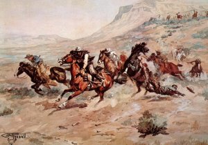 Surprise Attack,Charles Russell,Western Painting