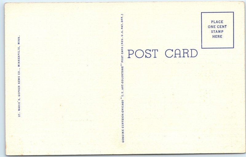 c1940s MN Lake Superior Fishing Pioneer Village Rustic Linen PC House Boat A292